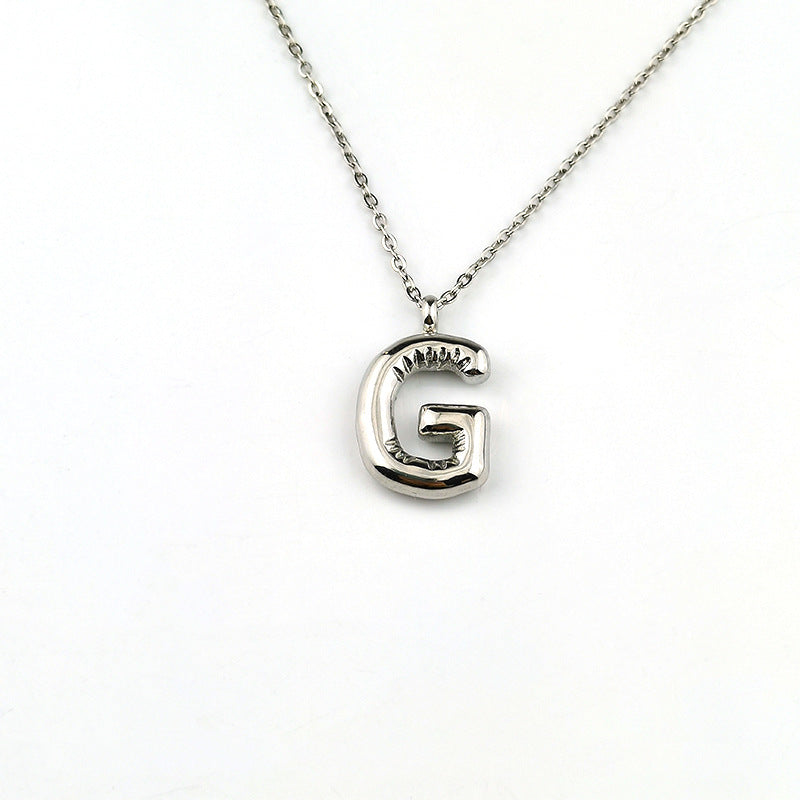 26 Letter Pendant Plated Gloss Bubble Letter Necklace Jewelry