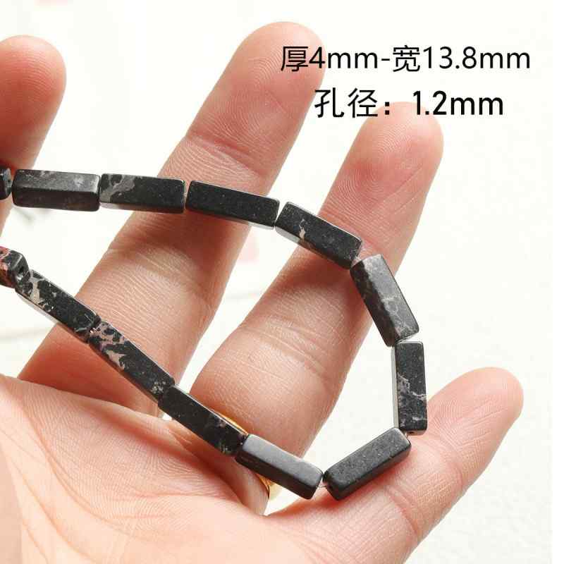 [Smoke ink] natural black agate stone beads bamboo square beads beaded loose beads  beaded necklace bracelet diy accessories beads