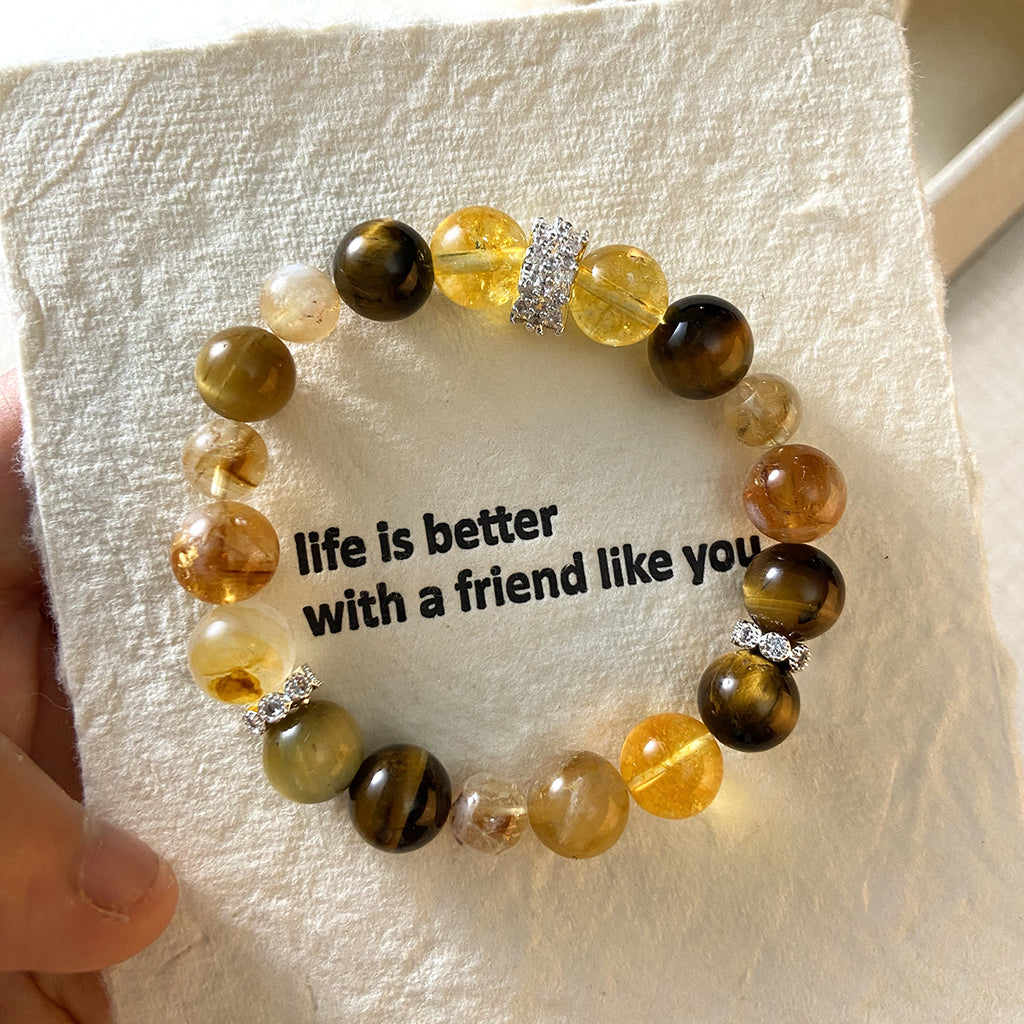 Natural Tiger Eye Stone Yellow Tower Wafer Bead Bracelet Necklace Beaded DIY Accessories Material Beads