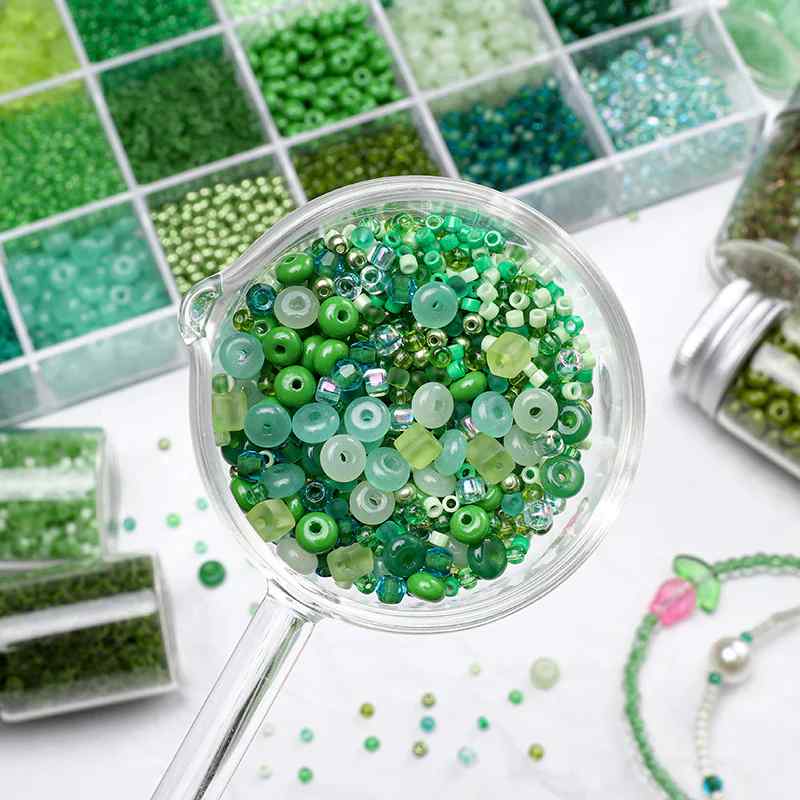 Green Style Glass Glazed Rice Beads DIY Handmade Accessories