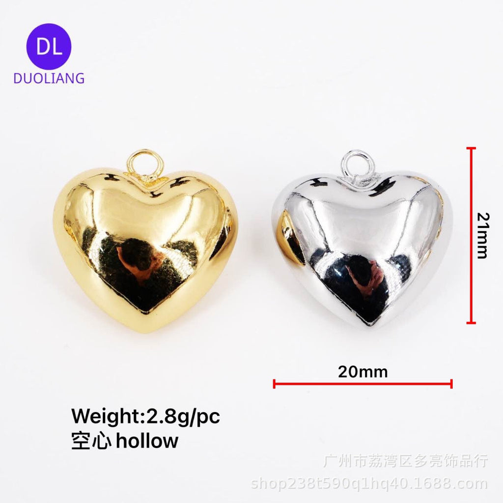 Bright Copper Plated Three-Dimensional Hollow Heart Gloss Love Pendant