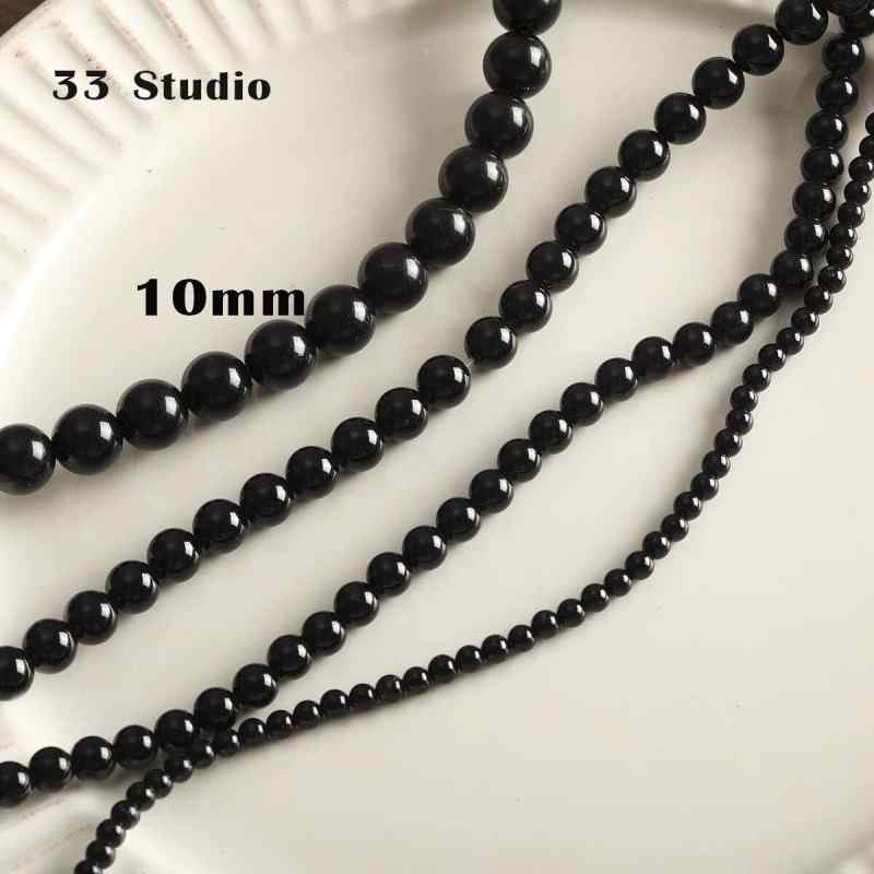[Smoke ink] natural black agate stone beads bamboo square beads beaded loose beads  beaded necklace bracelet diy accessories beads