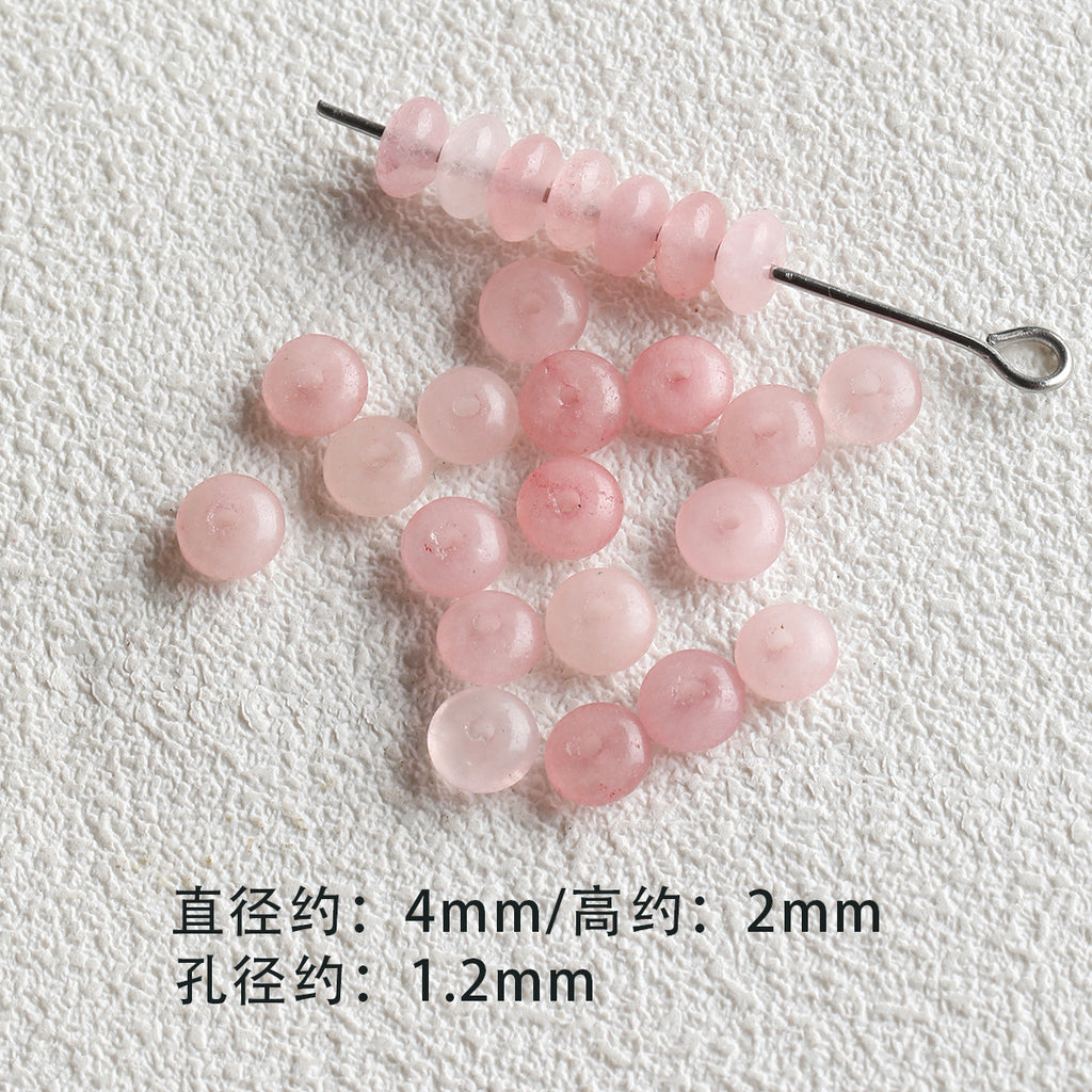 [Powder Gardenia] Natural Stone Powder Aobao Tube Bead Powder Crystal Abacus Bead Spacer Bracelet Necklace Beaded DIY Accessories Material