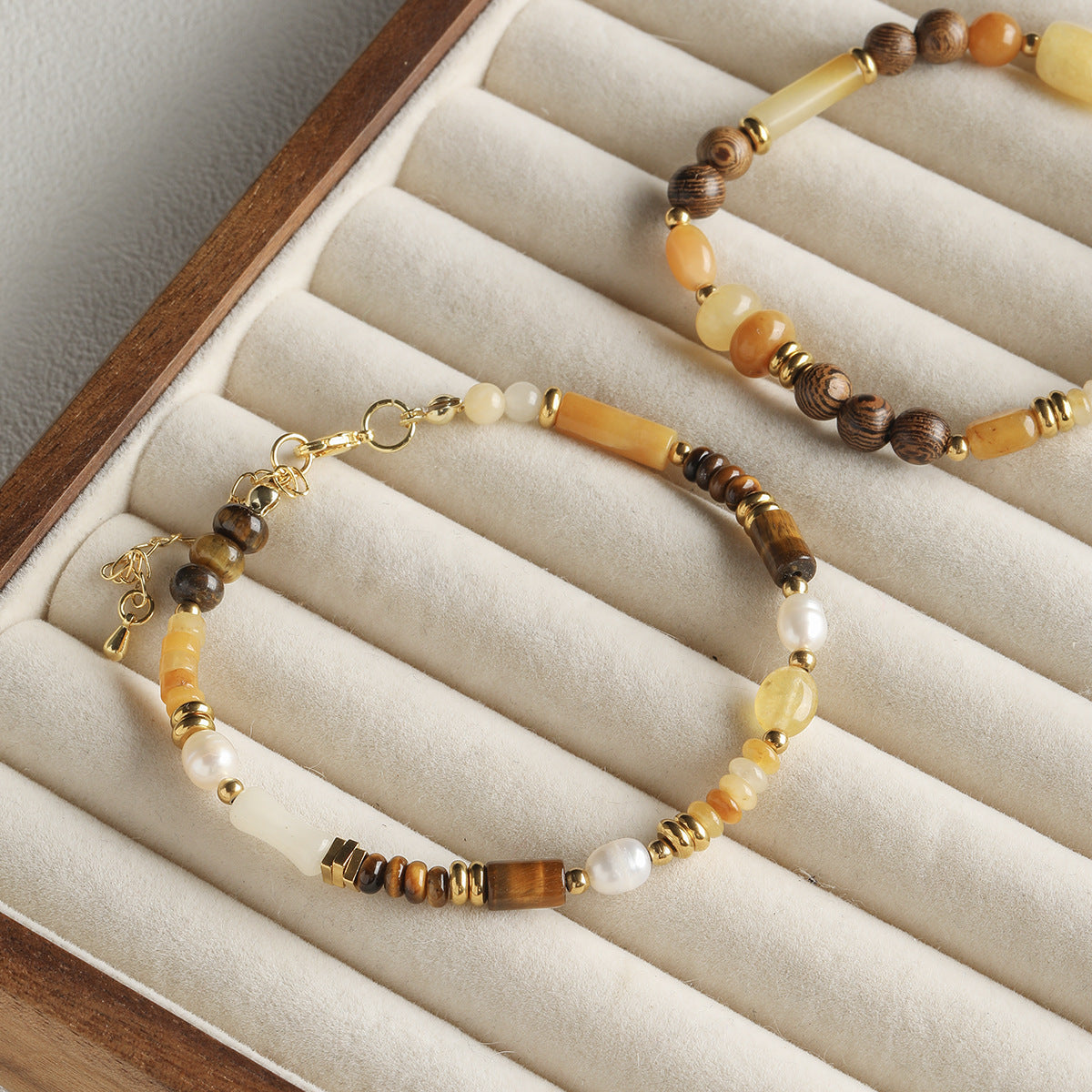 All-match natural stone Huangdongling round bead tube bead abacus beaded bracelet necklace loose beads diy accessories material beads