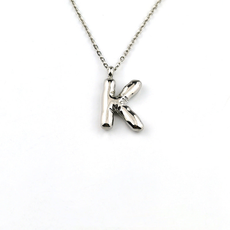 26 Letter Pendant Plated Gloss Bubble Letter Necklace Jewelry