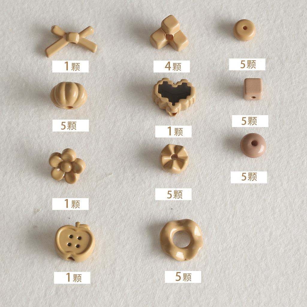 Baking paint curry color series square beads acrylic loose beads mobile phone chain key chain beads diy accessories material