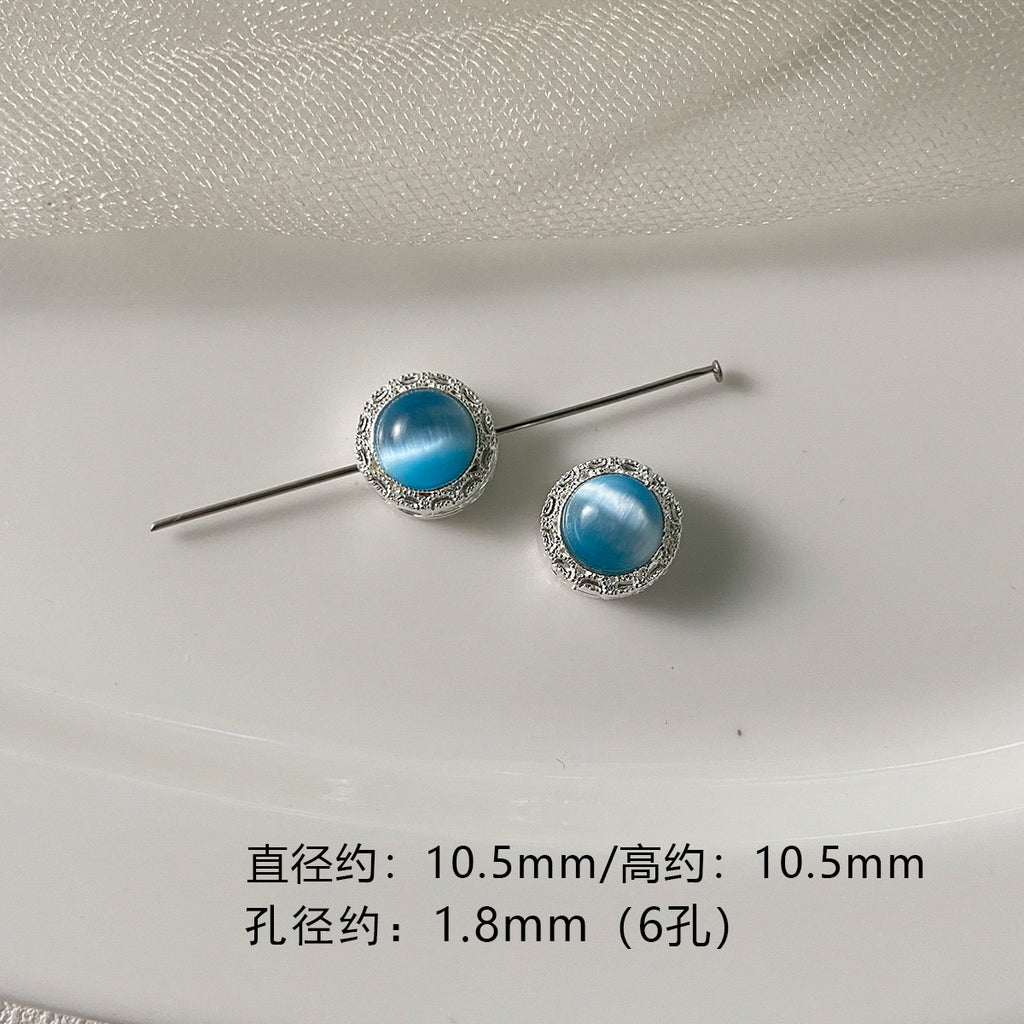 Copper silver plated opal imitation aquamarine beaded diamond pendant bracelet necklace earrings beaded diy accessories material