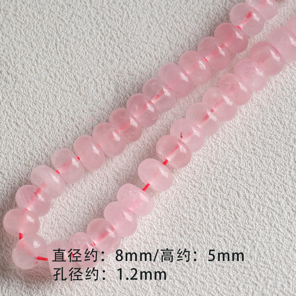 [Powder Gardenia] Natural Stone Powder Aobao Tube Bead Powder Crystal Abacus Bead Spacer Bracelet Necklace Beaded DIY Accessories Material