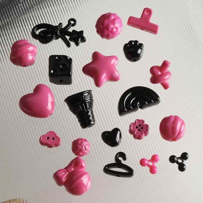【 Spicy Girl Powder 】 Acrylic baking paint star love bead string mobile phone chain loose bead DIY accessory material bead