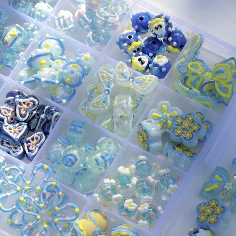 heavy oil blue hand-painted beads diy handmade accessories material package beaded beads loose beads