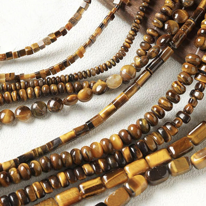 Niche natural stone tiger eye black agate abacus beads round beads bracelet necklace beaded diy accessories material loose beads