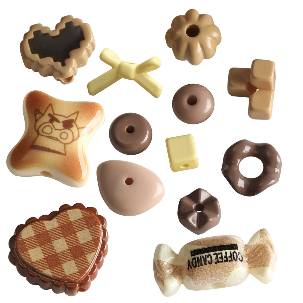 Baking paint curry color series square beads acrylic loose beads mobile phone chain key chain beads diy accessories material