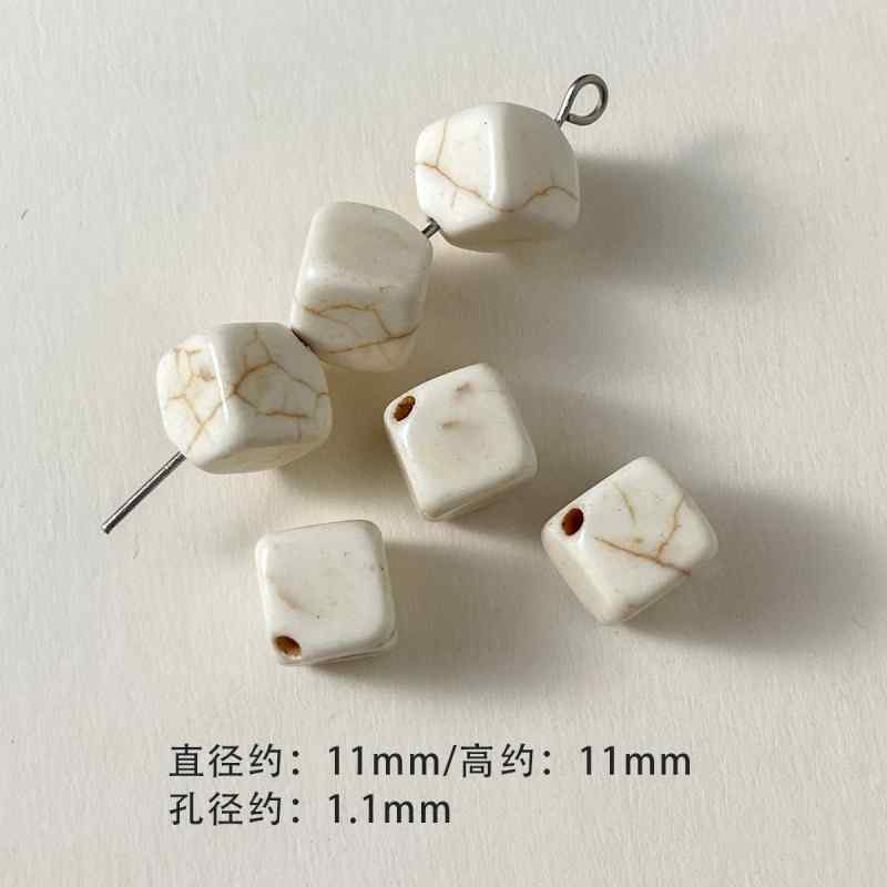 Large Synthetic White Turquoise Spacer Beads Round Beads Loose Beads Mobile Phone Chain Necklace Beaded Diy Accessories Material Beads 