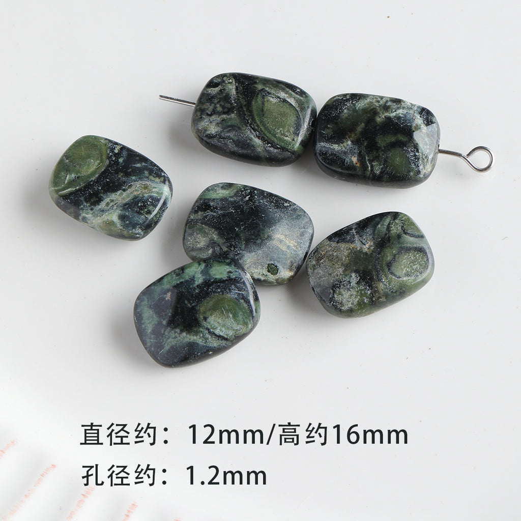 [Chunshan Green] Natural Stone Scattered Beads Green Dot Green Dongling Spacer Beaded Bracelet Necklace DIY Accessories Material