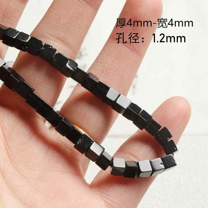 [Smoke ink] natural black agate stone beads bamboo square beads beaded loose beads  beaded necklace bracelet diy accessories beads