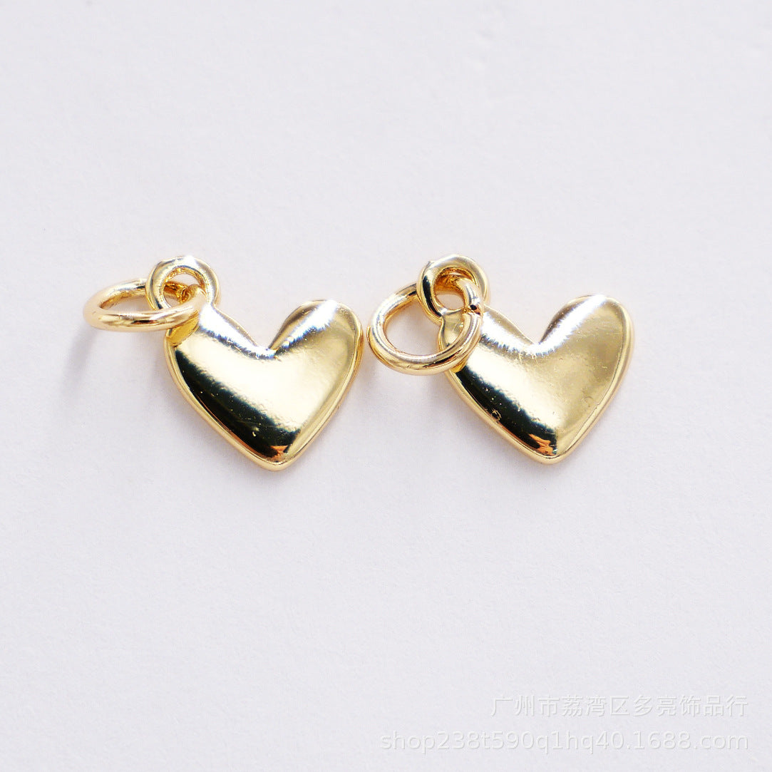 DIY jewelry accessories color retention 18K gold copper real gold plating love pendant bracelet necklace jewelry pendant