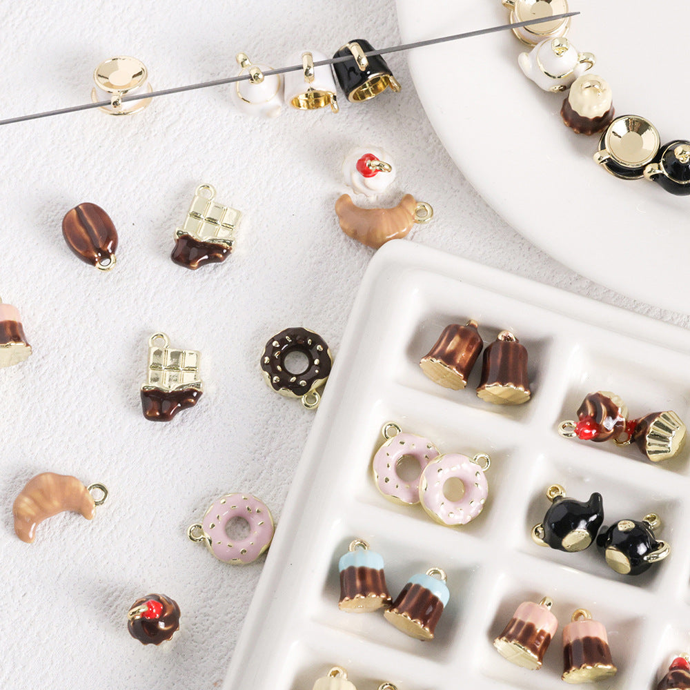 Luci Coffee Hornbag Alloy Oil Drop Pendant DIY Handmade Beaded Necklace Earrings Bracelet Pendant Material