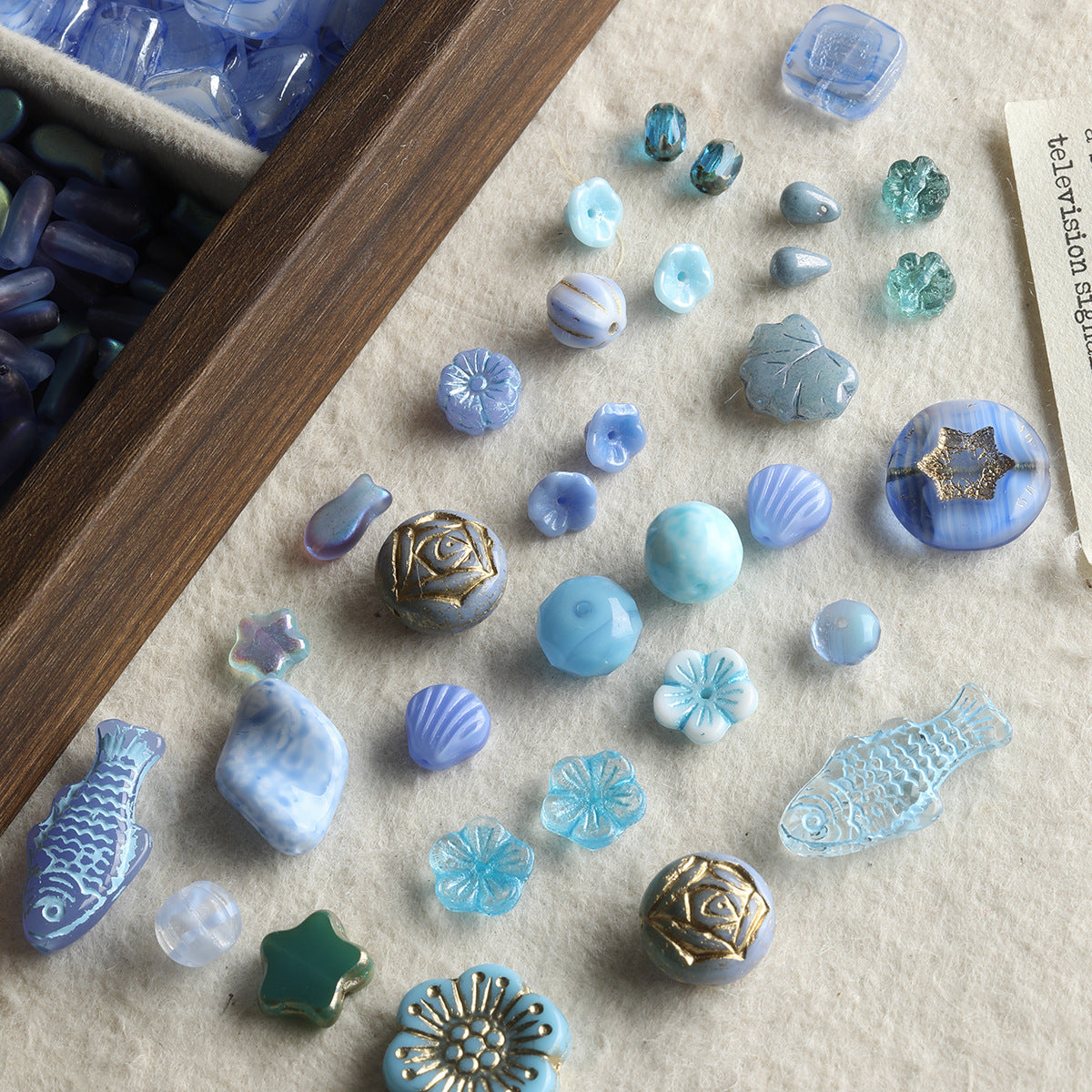 Blue Glass Loose Beads Collection Bracelet Necklace Mobile Phone Chain Beaded DIY Accessories Material Beads