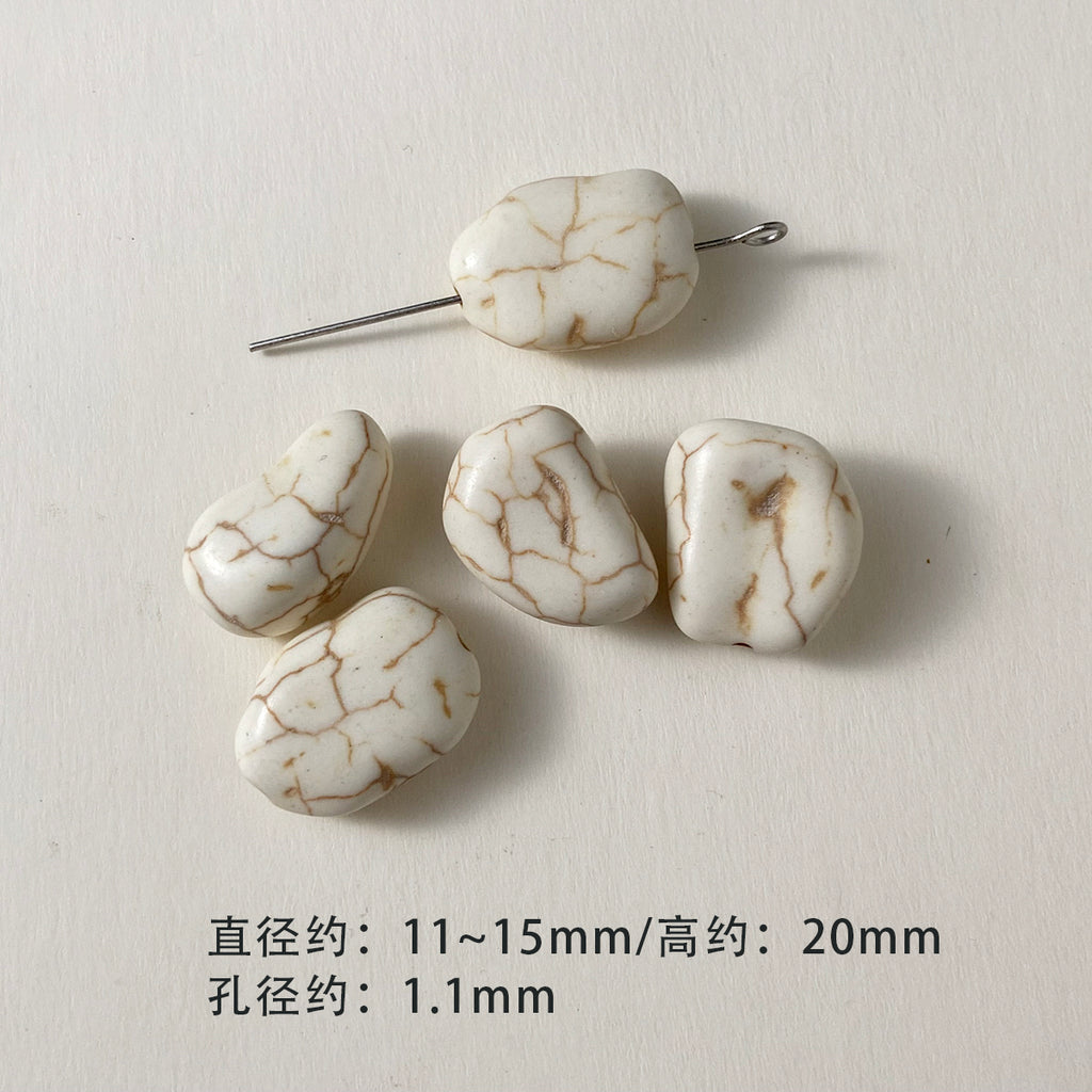 Large Synthetic White Turquoise Spacer Beads Round Beads Loose Beads Mobile Phone Chain Necklace Beaded Diy Accessories Material Beads