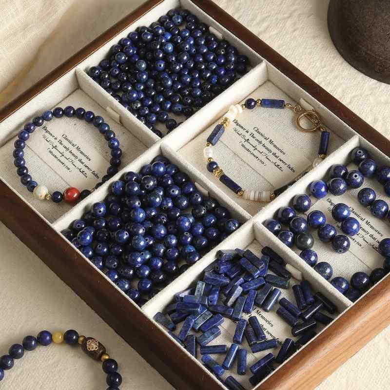 Natural lapis lazuli beads woven beads handmade DIY accessory material